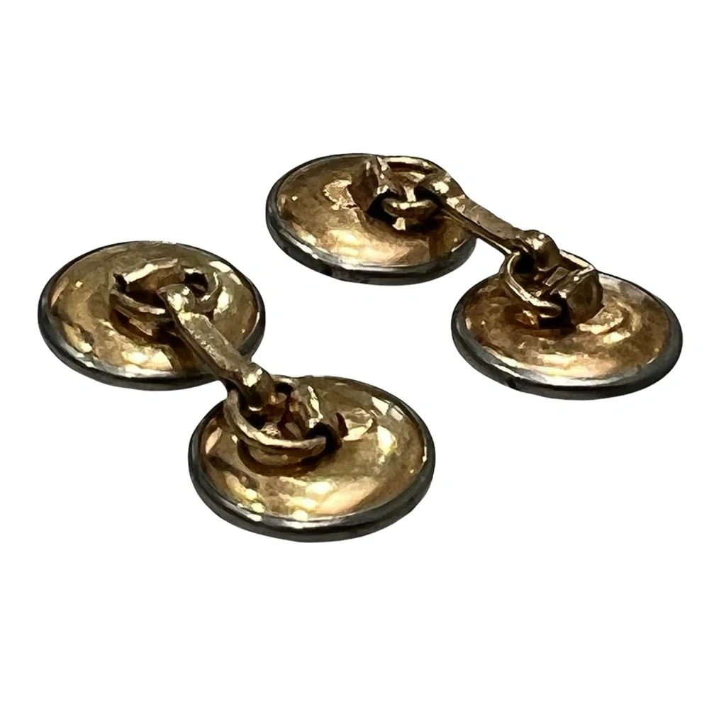 ANTIQUE LARTER & SONS MOTHER OF PEARL/ABALONE ROLLED GOLD DOUBLE SIDED CUFFLINKS